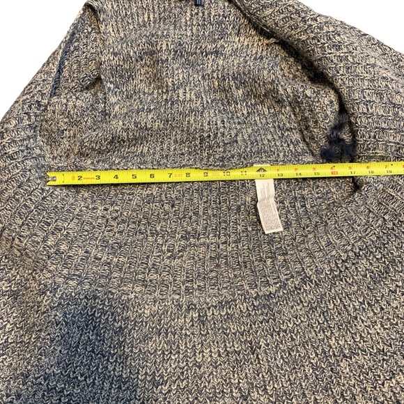 FDJ French Dressing Jeans Blue Gray Marled Knitted Vest Rabbit Fur Trim S / M - Picture 10 of 10